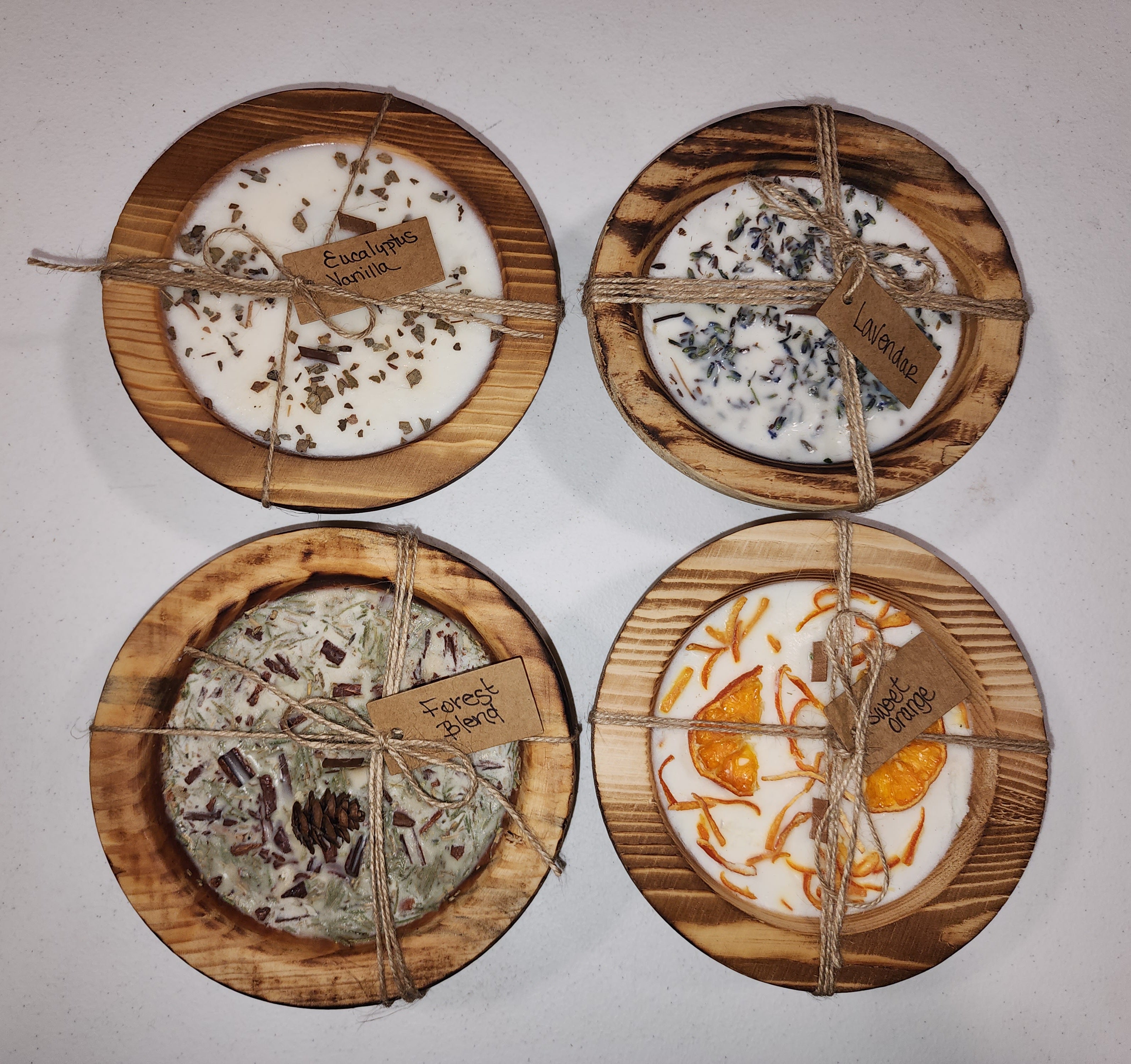 Hand Poured Soy Candle in Round Wood Bowl