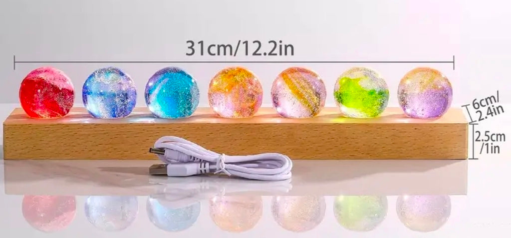Glass Ice Cracked Crystal Ball Chakra LED Light Display